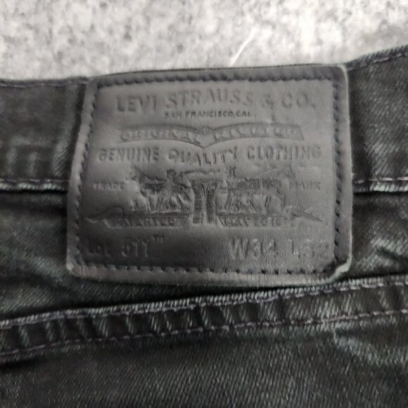 Levis Premium 511 Premium Slim Fit Jeans Men 34x32 Black Denim Faded Mid Rise - Picture 3 of 9